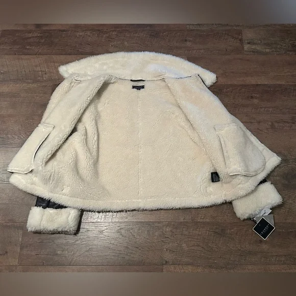 Laundry By Shelli Segal Brown Bomber Jacket with Cream Lining - Picture 5 of 10